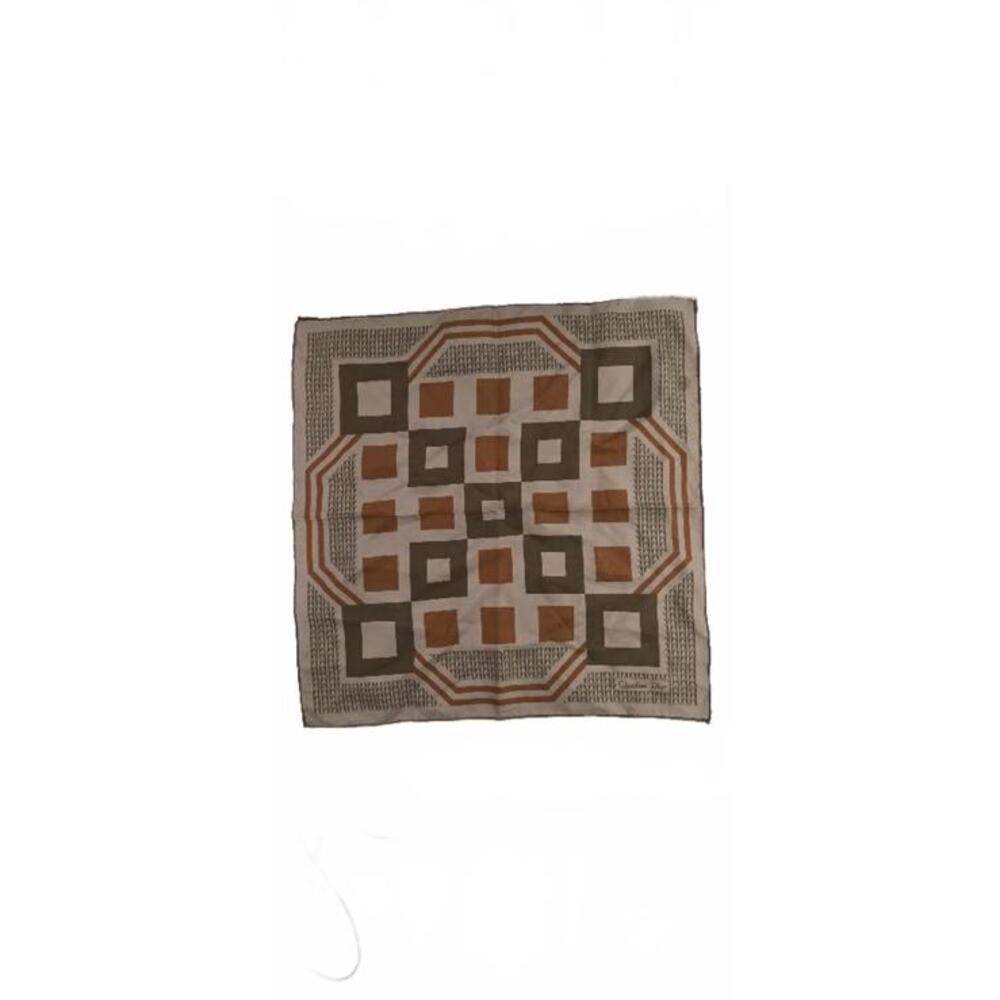 Christian Dior Vintage Silk Handkerchief Scarf Brown Square Pattern